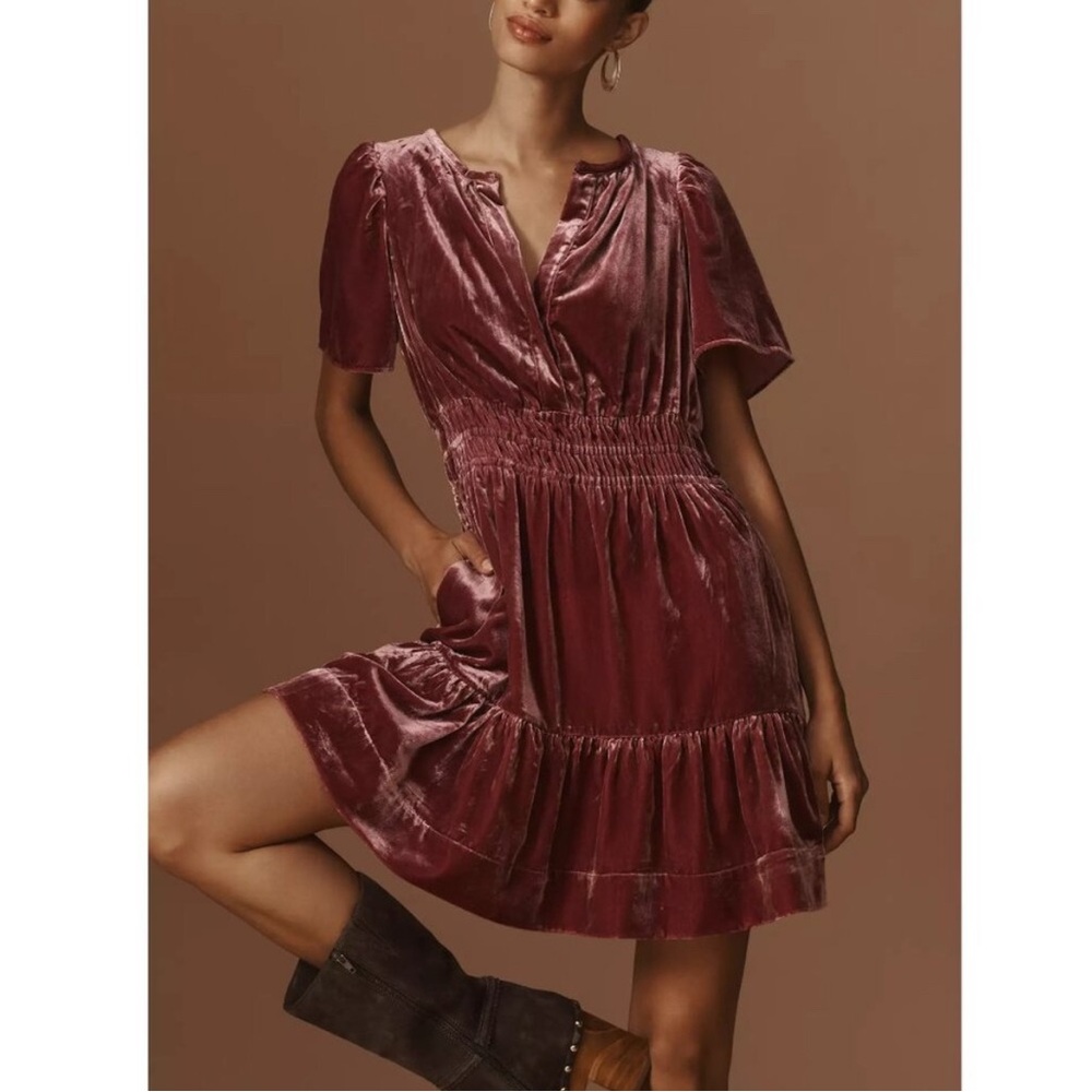 Anthropologie Somerset Velvet Dress